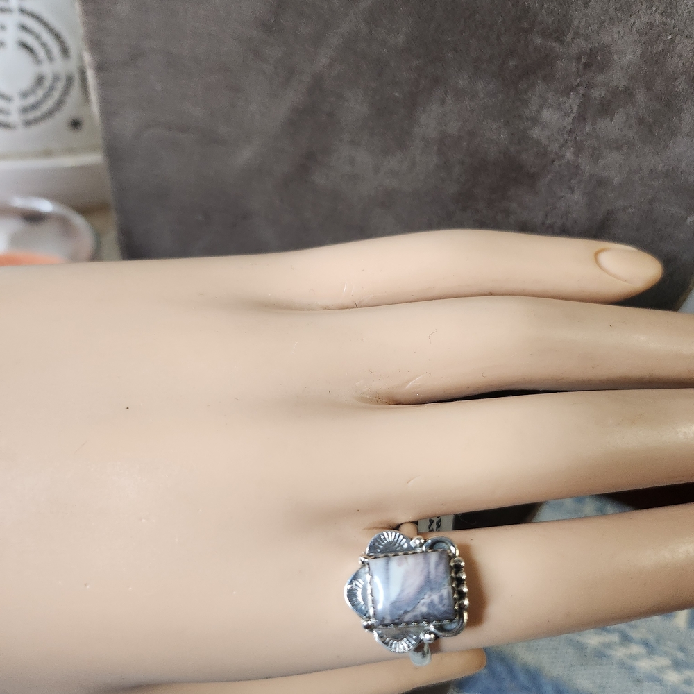 Porcelain Jasper Sterling Silver Ring | 925 Statement Stone | Boho Artisan - Picture 6 of 14